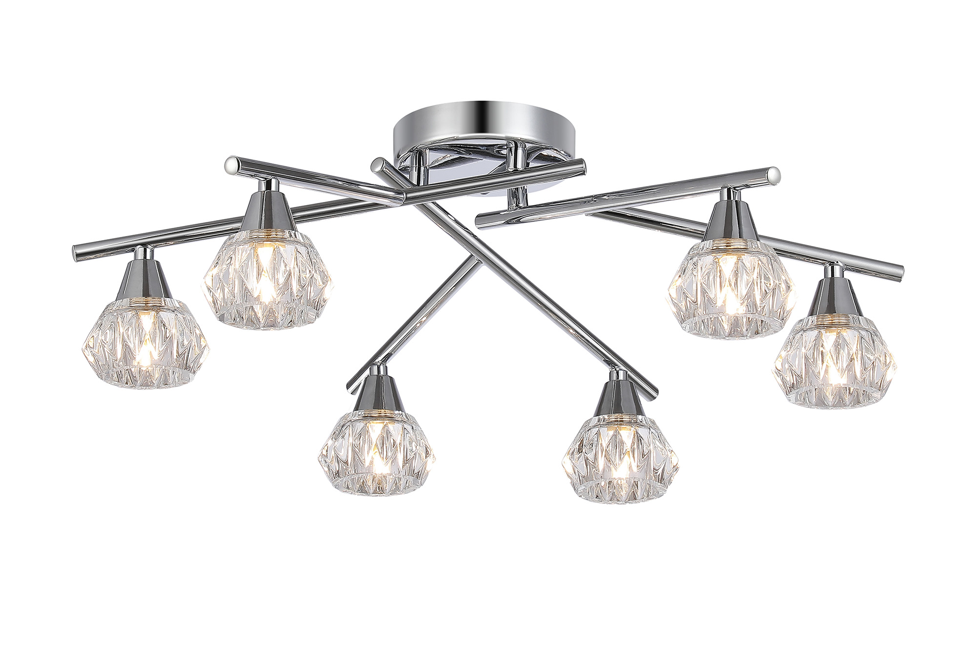 D0852CH  Ardice Glass Ceiling 6 Light Polished Chrome